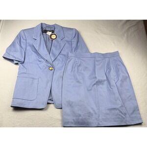 Louis Feraud Vintage Blazer Skirt Suit Set Size 10 NWT Periwinkle Lined